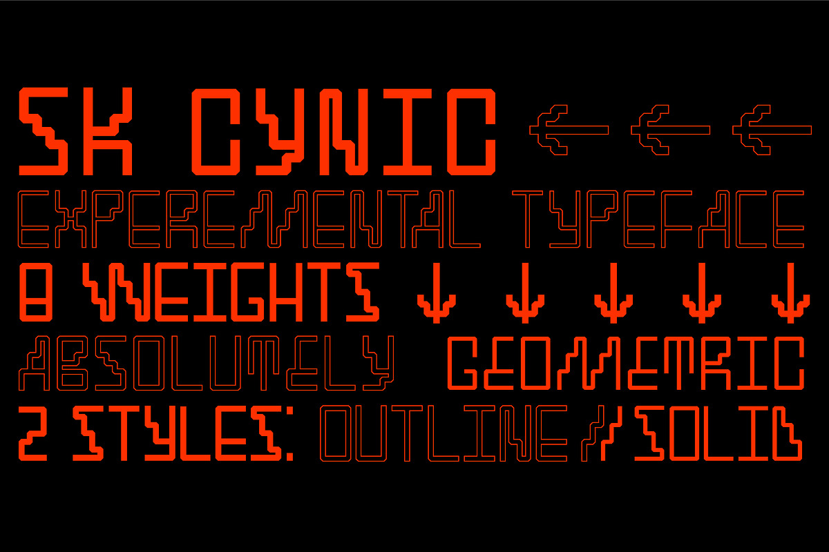 SK Cynic — Industrial Geometric Font, a Font by Shriftovik Type Foundry (Photo 2 of 12)