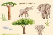 Elephant Safari Watercolor set, an Animal Illustration by KlymchukArtworks (Thumbnail 6 of 8)