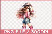 Pink Cowgirl Summer Clipart, a Graphic by Designking (Thumbnail 2 of 4)