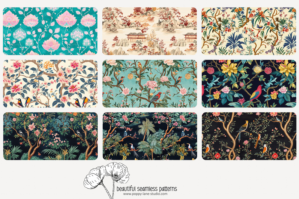 70 assorted Asian seamless pattern, a Pattern Graphic by Poppy Lane Studio (Photo 9 of 10)