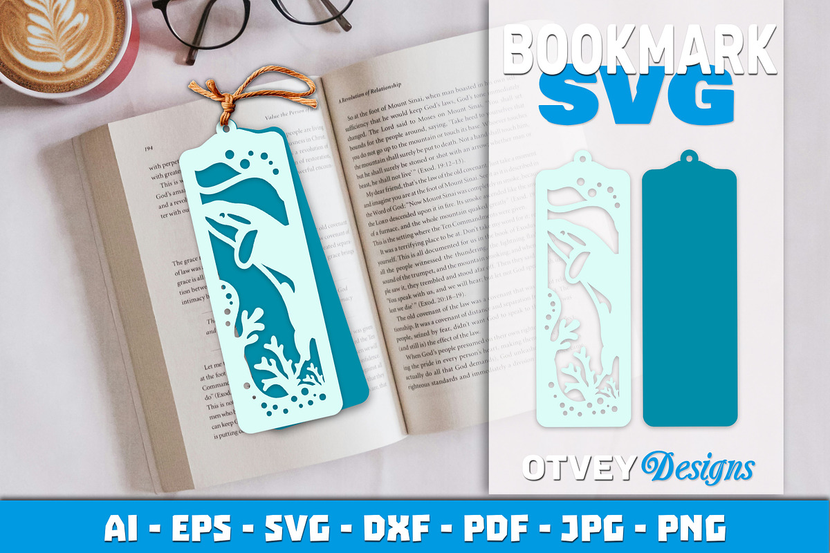 Sea Animals Bookmark Paper Cut, an Animal Illustration by OTVEY DESIGN (Photo 3 of 13)