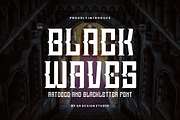 Black Waves - Artdeco & Blackletter, a Blackletter Font by QR Design Studio (Thumbnail 1 of 6)