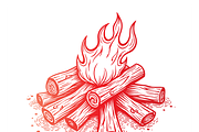 Vintage Campfire Illustration, a Seasonal Illustration by CarWrap design (Thumbnail 1 of 3)