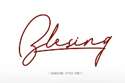 Blesing signature style, a Script Font by Qiwbrother Studio (Thumbnail 1 of 6)