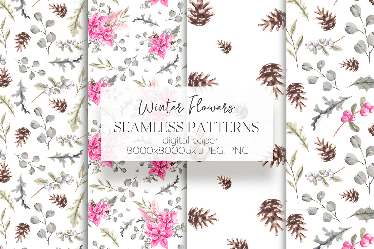 Winter Pink Flowers, an Illustration by YuliyaArtGarden (Photo 7 of 9)