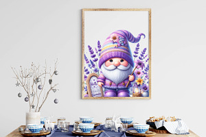 Watercolor Lavender Gnomes Clipart