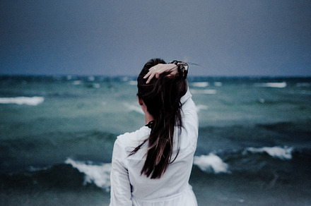 Girl Watching the Storm on the Sea, a Person Photo by Pro.Motion