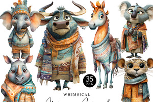 Whimsical African Animas Clipart, an Animal Illustration by Design Scotch