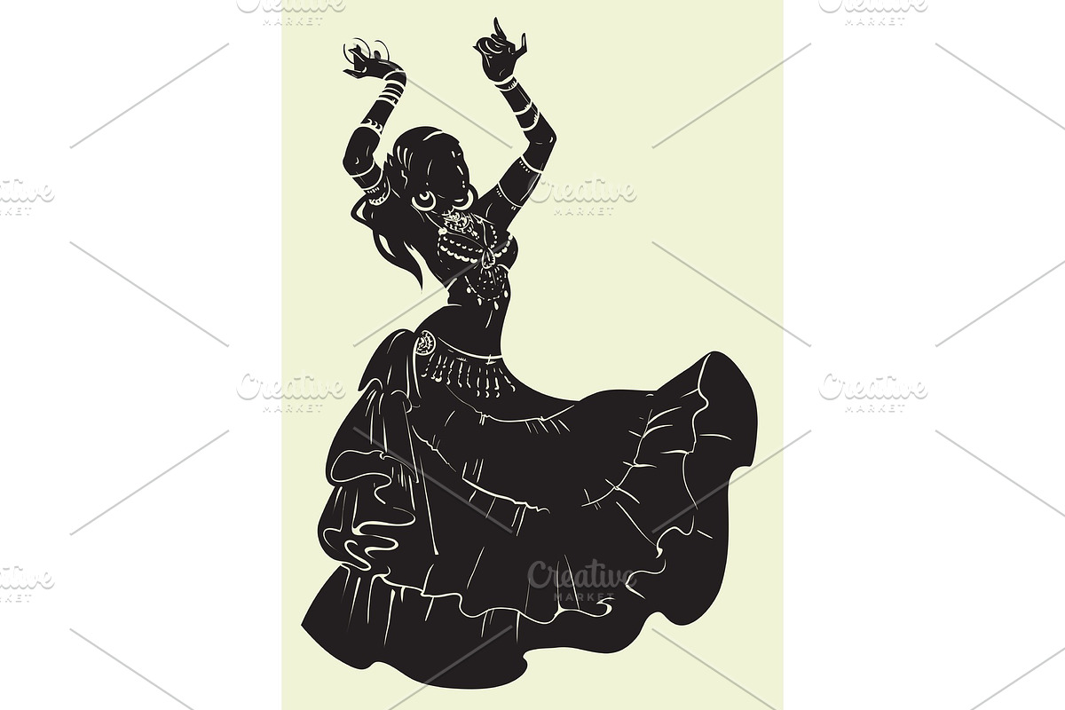 Tribal Fusion bellydancer dance silhouette, an Illustration by JeraRS