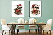 Whimsical Raccoons Christmas Clipart, a Seasonal Illustration by Canvas Craft (Thumbnail 7 of 10)