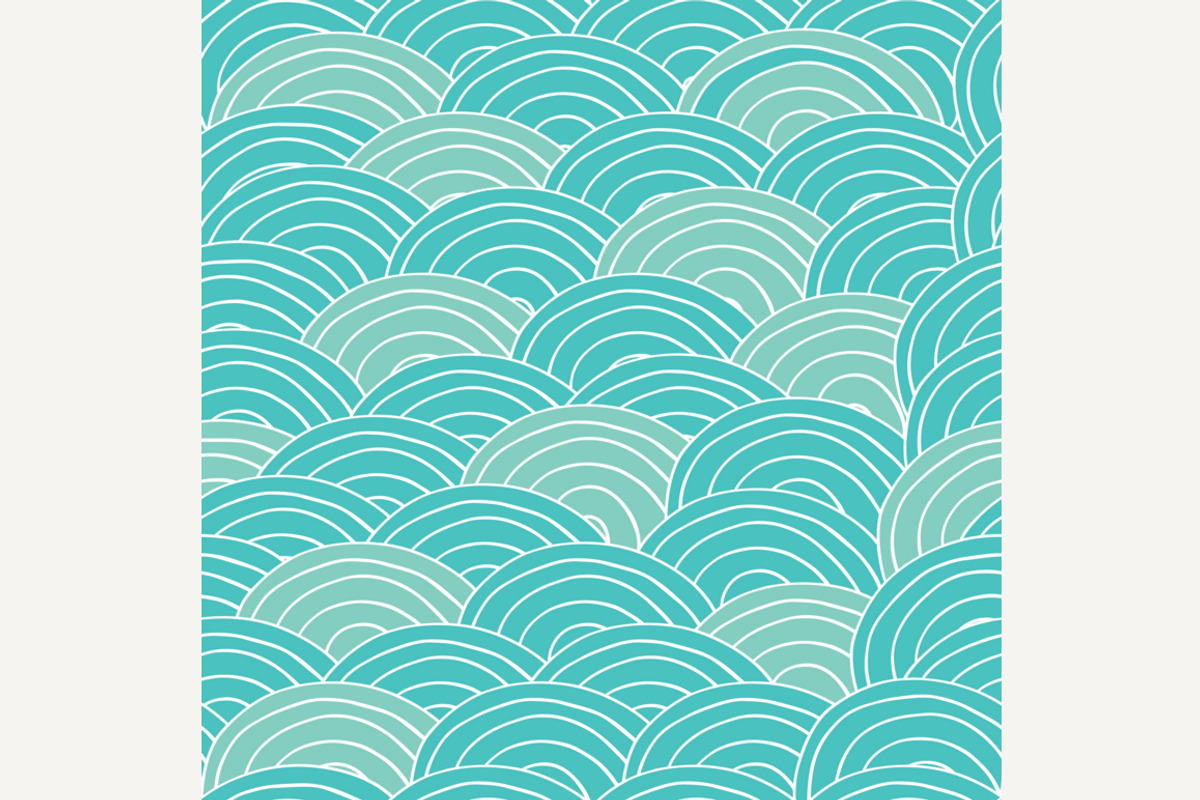 Seamless pattern with cyan sea waves, a Pattern Graphic by Alex and Aris