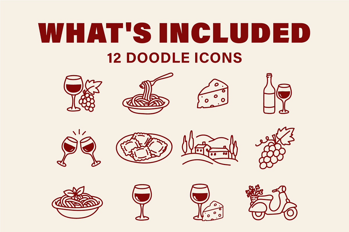 Italian Food & Wine Doodle Set, an Object Graphic by OREHOVKA (Photo 2 of 4)