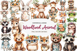 Boho Woodland Animal, Baby Animals, an Illustration by CreationArt