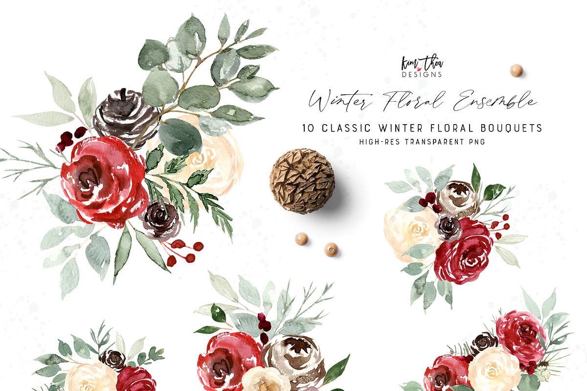 Winter Floral Ensemble, an Illustration by Kim Thoa Designs (Photo 3 of 12)