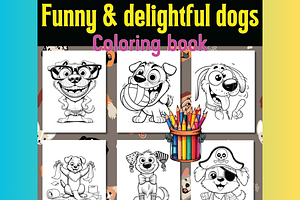 Funny dogs coloring book for kids, an Animal Illustration by Sourcedigi