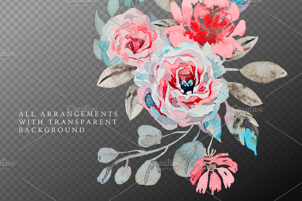 Watercolor Floral Collection, a Decorative Illustration by karakotsya (Photo 8 of 8)