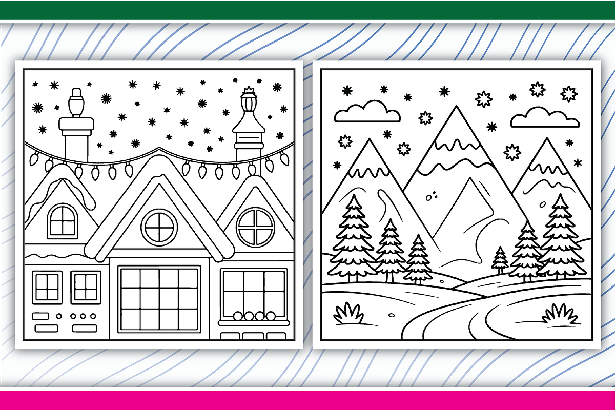 Christmas Landscape Coloring Pages, an Illustration by LightExpress (Photo 2 of 6)