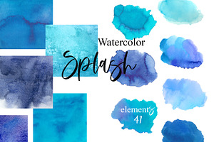 Watercolor blue splash,background.