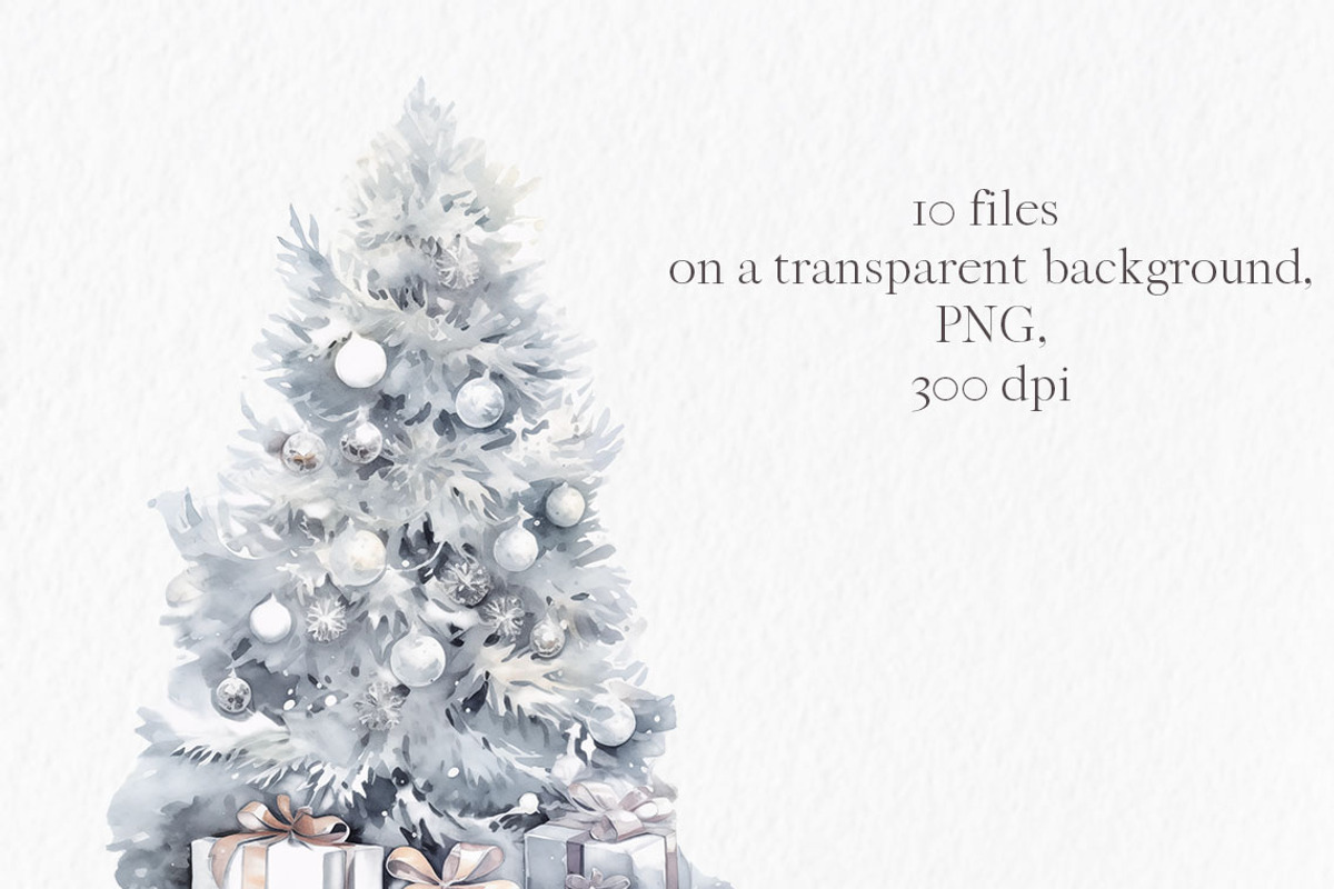 Christmas tree watercolor clipart PN, an Object Graphic by MyLittleMeow (Photo 2 of 8)