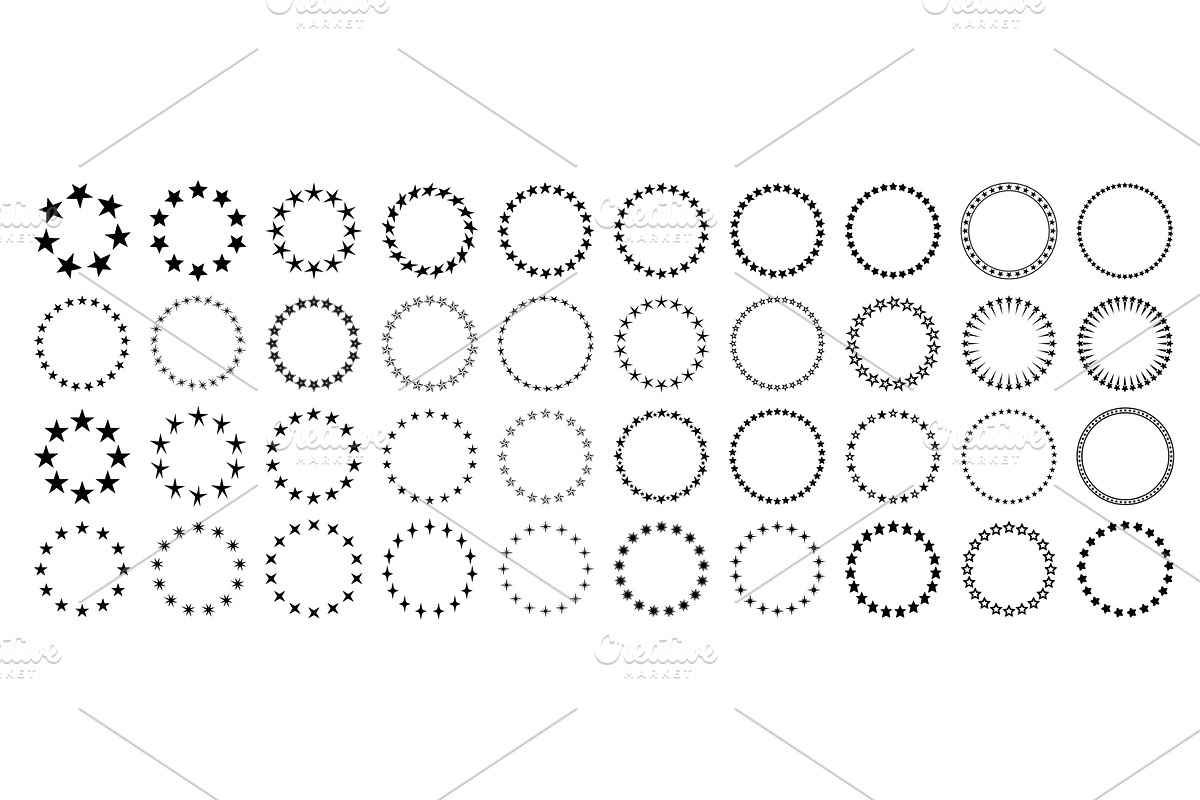 Circular stars. Starry circle border, an Object Illustration by winwin.art