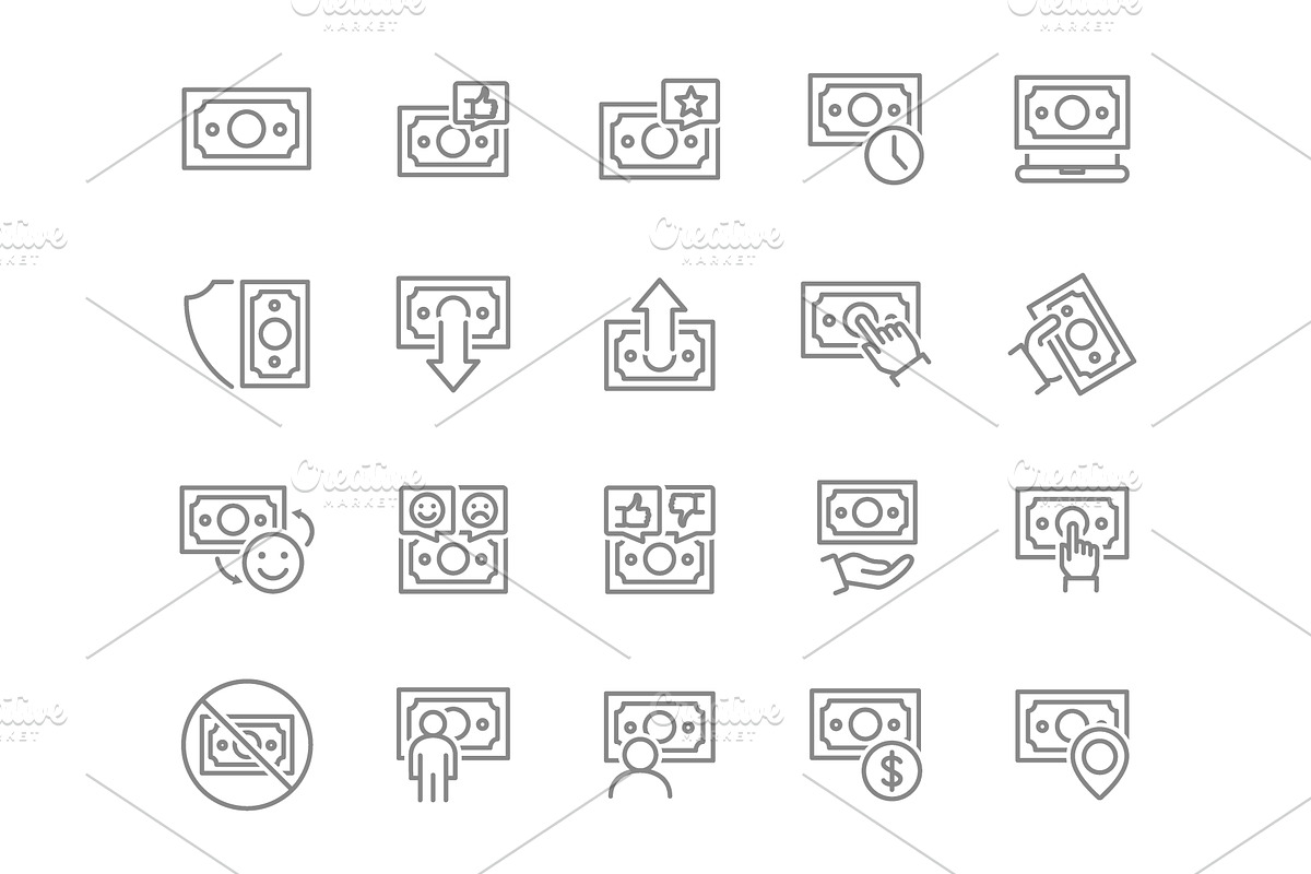 Set of money line icon. Money, an Object Illustration by GraphiShop