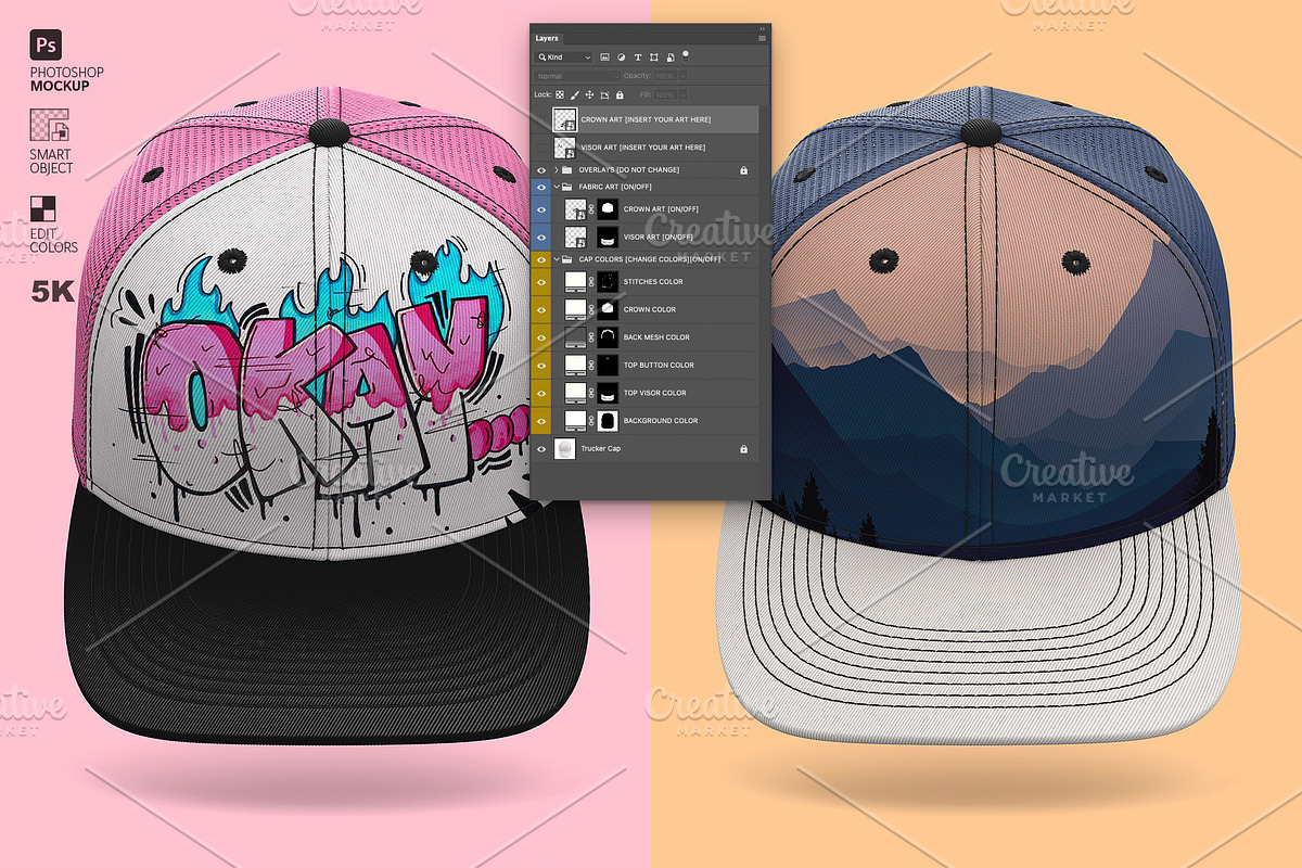 Trucker Cap Mockup – Front View, a Hat Mockup by LESZ Design (Photo 2 of 5)
