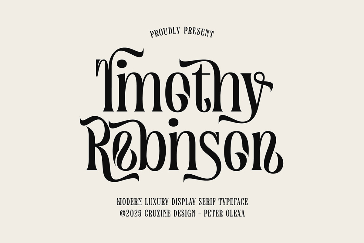 Timothy Robinson, a Serif Font by Cruzine (Photo 1 of 8)