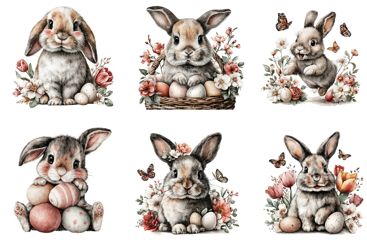 Happy Easter Bunny Clipart, an Illustration by Dream Creation (Photo 3 of 7)
