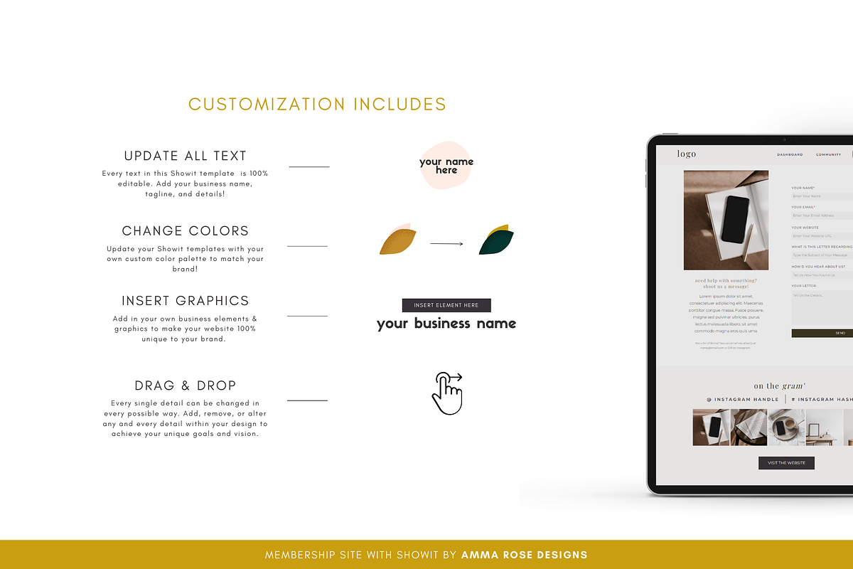 Showit Membership Website Template, a Websites & App Template by ammarosedesignsllc (Photo 9 of 9)