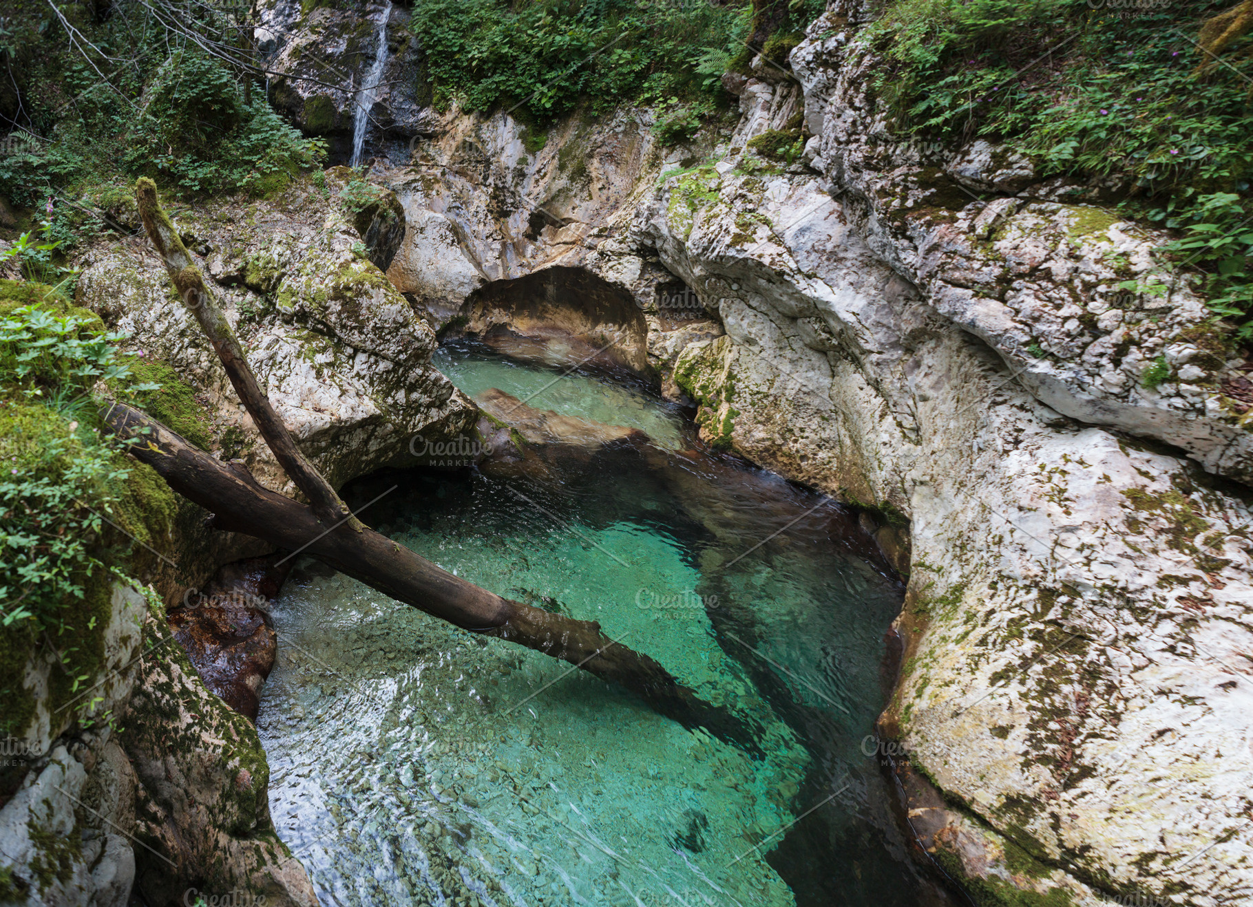 Beautiful water cascades or small waterfall in the valley of Lep, a Nature Photo by Bepslabor