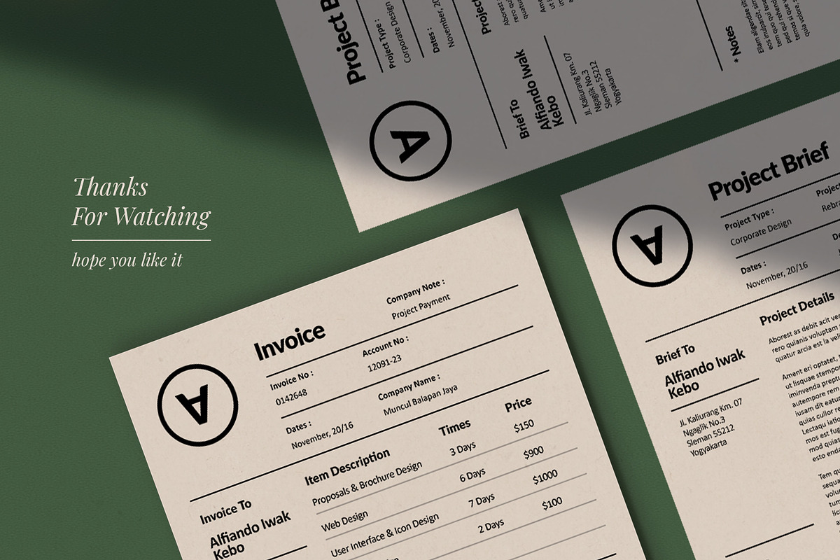 Polem Invoice Template (Indd+MsWord), a Stationery Template by Visuel Colonie® (Photo 3 of 3)