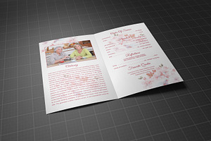 Funeral Program Template Pink Flower