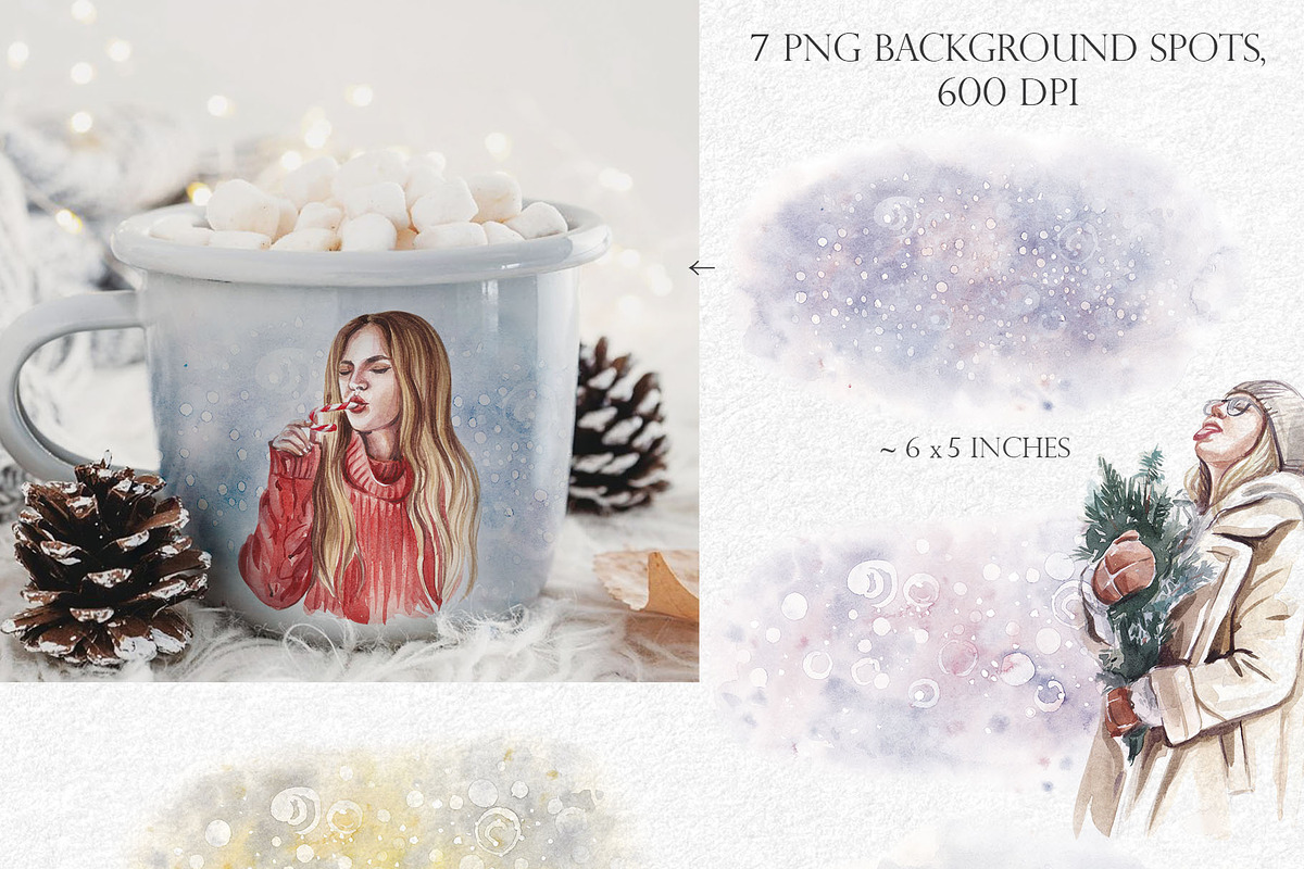 FAMILY CHRISTMAS watercolor clipart, an Illustration by Elena_Sedova (Photo 6 of 8)