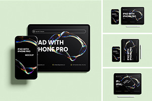 iPad Pro & iPhone 11 Pro Mockup, a Wearable Device Mockup by Pikachudesign