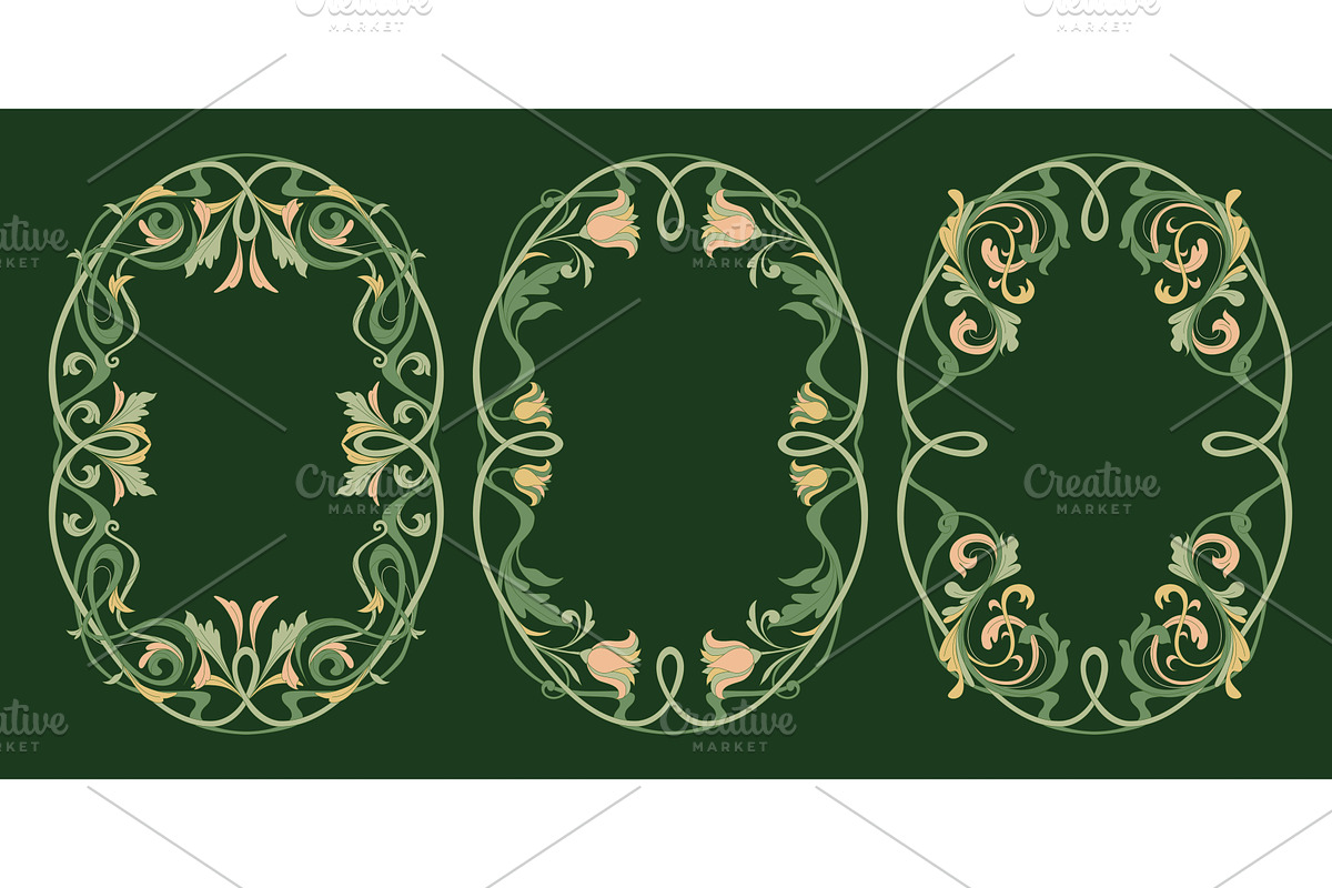 Set of art nouveau frames with, an Object Illustration by art PVP - market