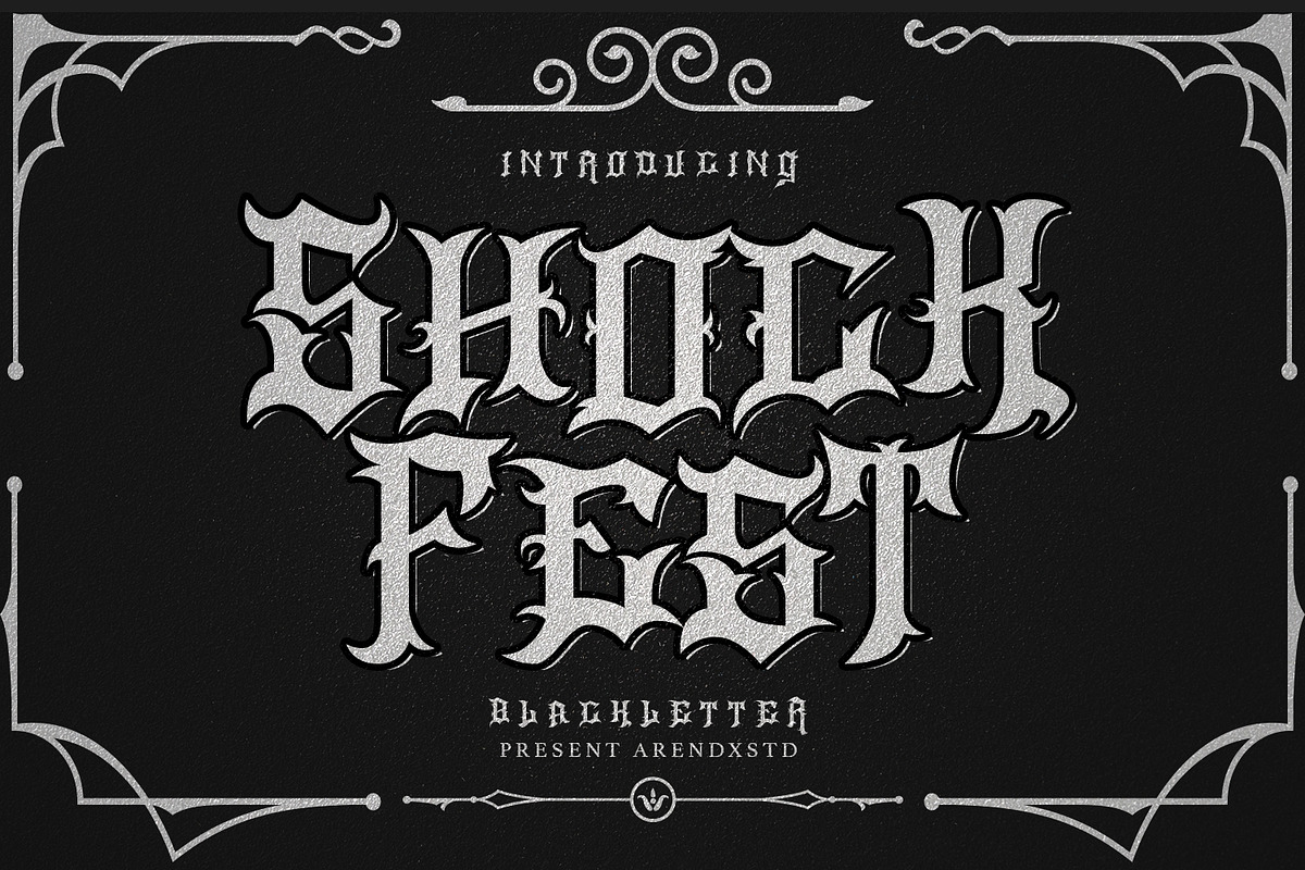 Shock Fest - Blackletter Font, a Blackletter Font by Arendxstudio (Photo 1 of 8)
