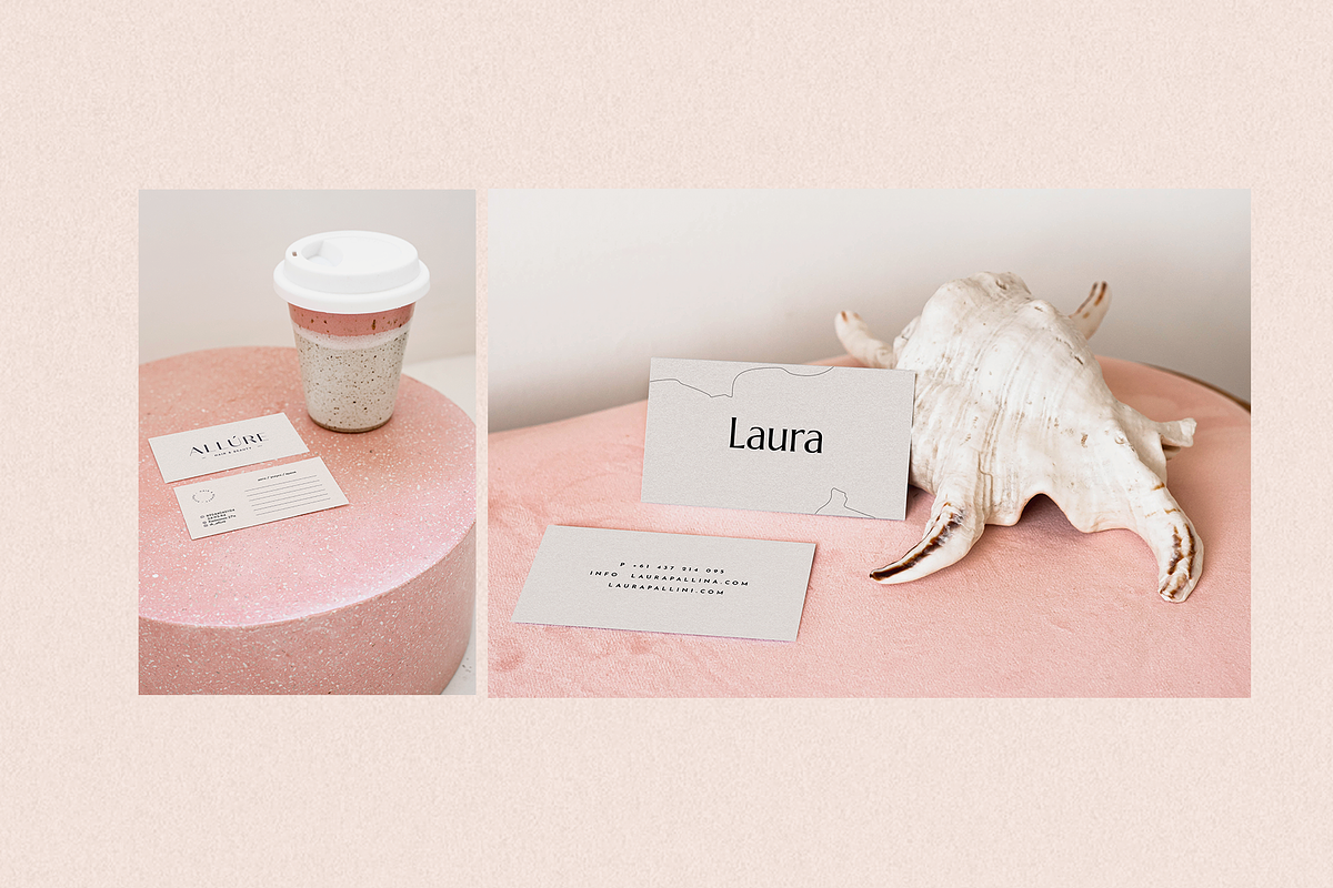 Pink COCO Business Card Mockup, a Print Template by Lesse Studio (Photo 2 of 8)