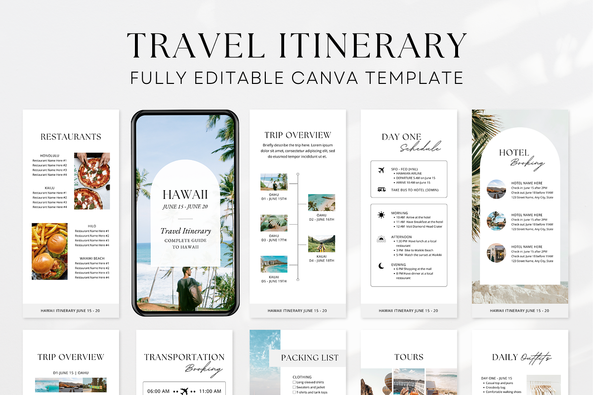 travel itinerary template, a magazine templateshoprshop