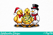 Vintage Christmas Goose Png, an Illustration by Watercolor design (Thumbnail 1 of 3)