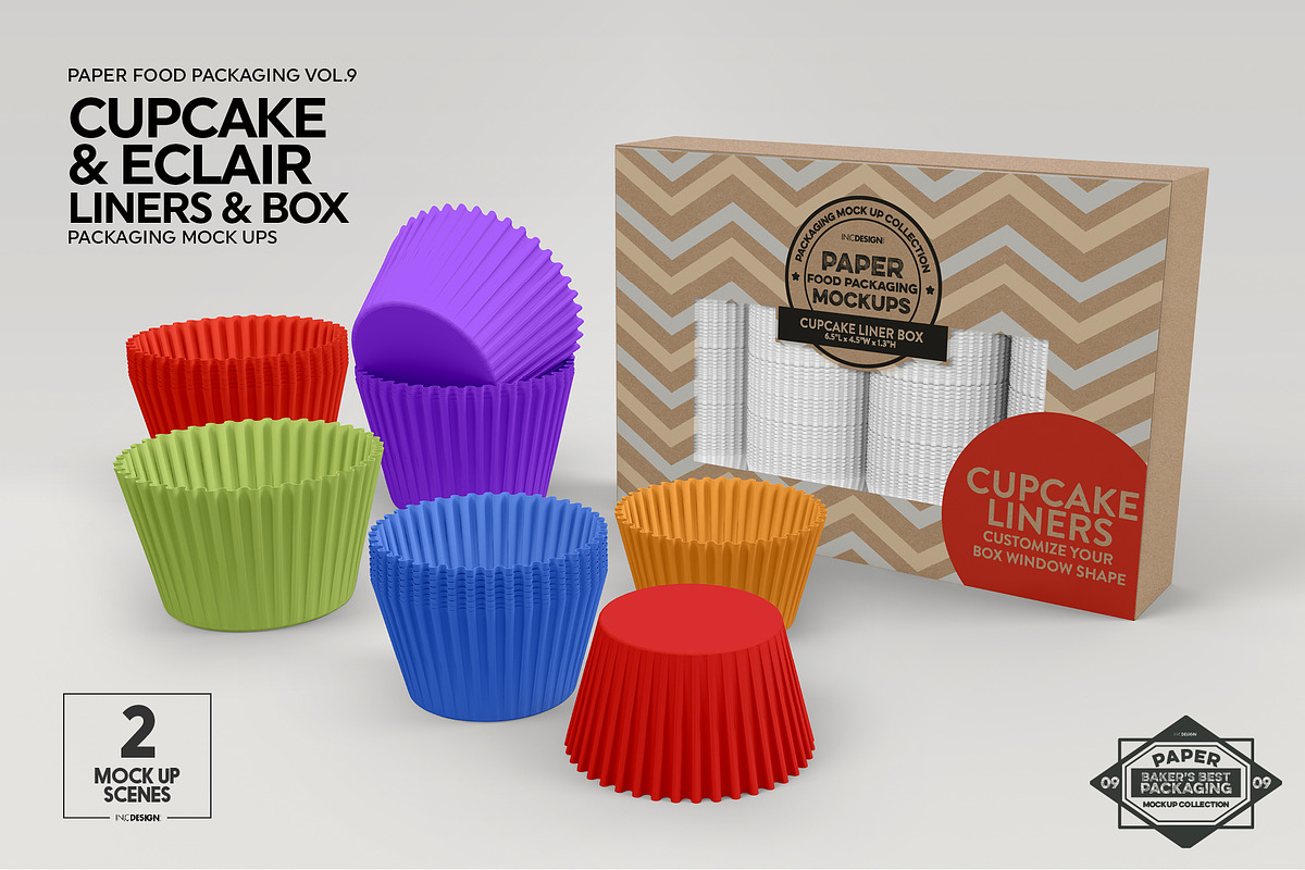 Cupcake Eclaire Liner Box Mockup, a Cups & Container Mockup by INCDesign (Photo 6 of 8)