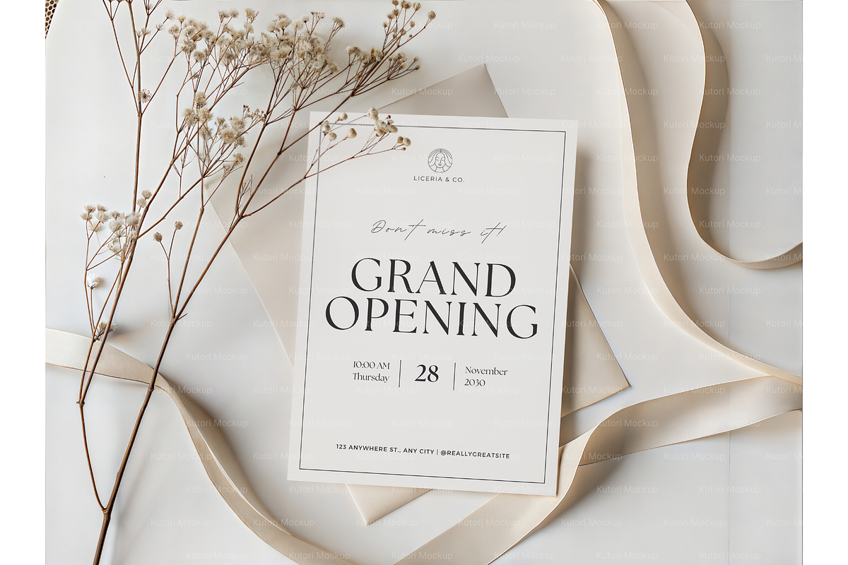 Wedding Card Mockup with Flowers, a Product Mockup by MockupWizard (Photo 4 of 5)