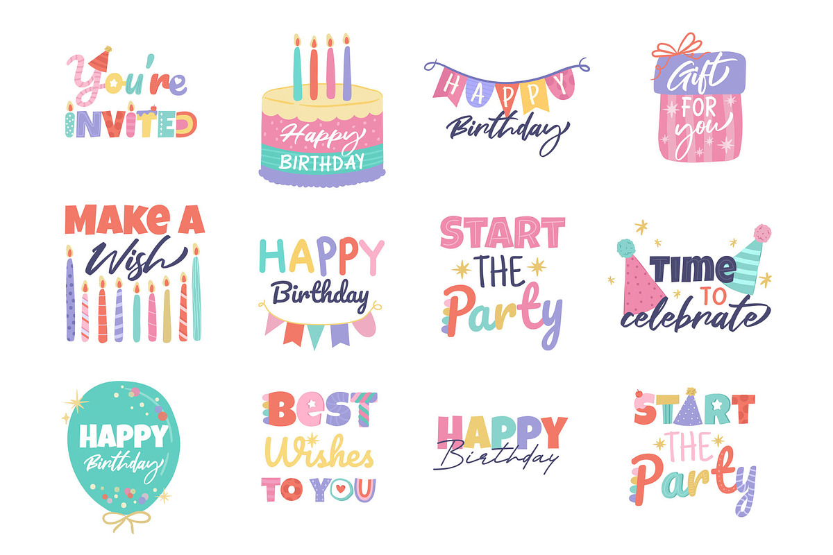 Birthday Party Bundle Illustrations, a Background Graphic by CreativeChristiana (Photo 3 of 17)