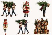 Christmas Family Clipart Bundle, a Seasonal Illustration by Designworld (Thumbnail 4 of 5)