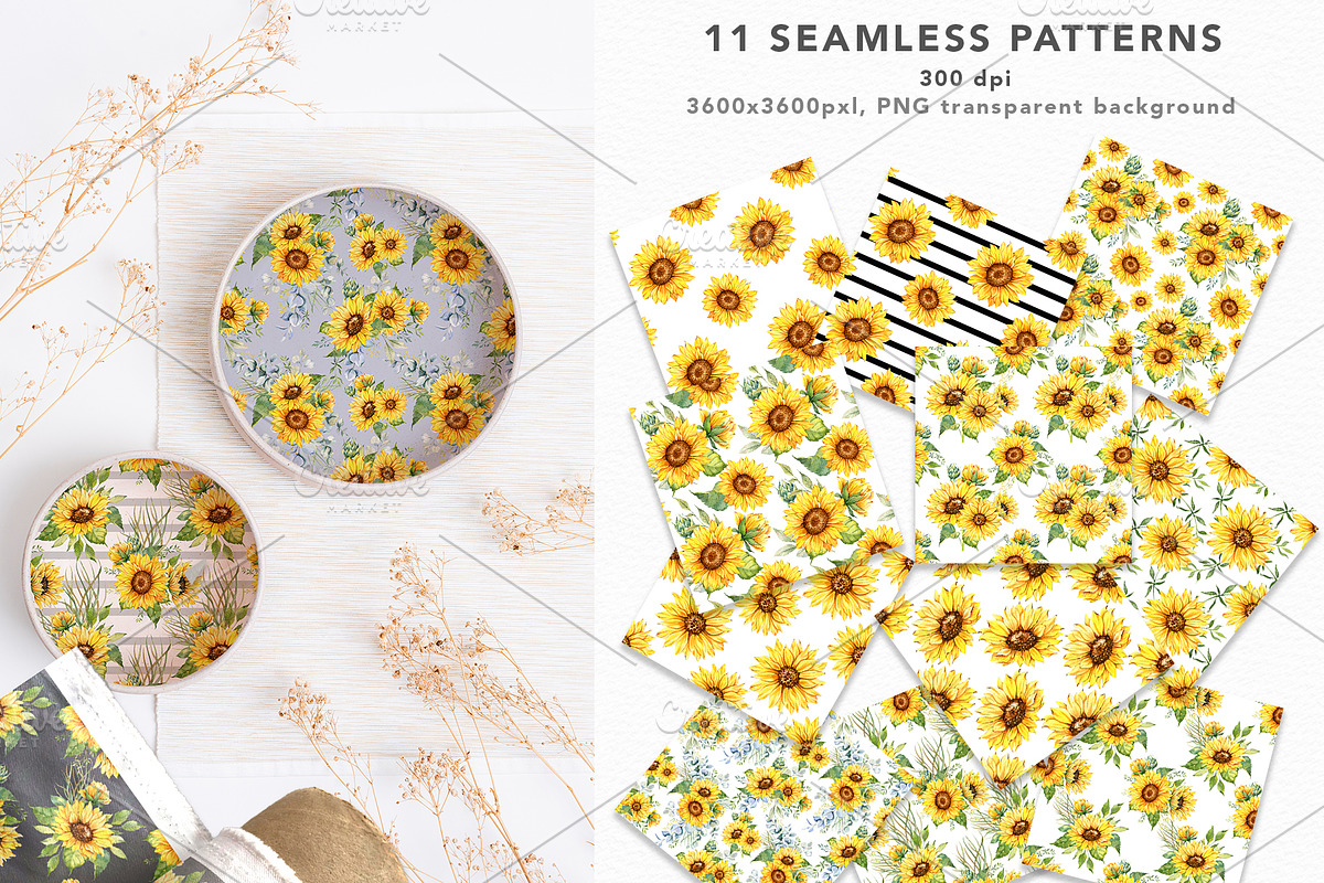 Sunflower Watercolor Hand Drawn, a Seasonal Illustration by CaraulanStore (Photo 10 of 10)