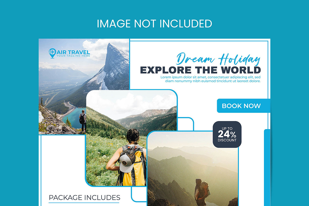 Travel Agency Social Media Post, a Marketing Template by Photoshop Action (Photo 15 of 18)