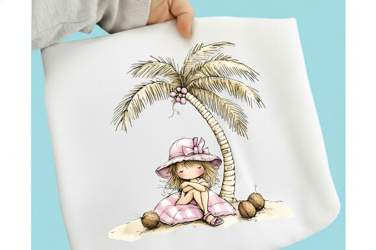 Whimsical Summer Beach Girl Clipart, an Illustration by designcity5 (Photo 4 of 5)