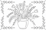 Floral  Bouquet Coloring Book, a Graphic by balal (Thumbnail 7 of 11)
