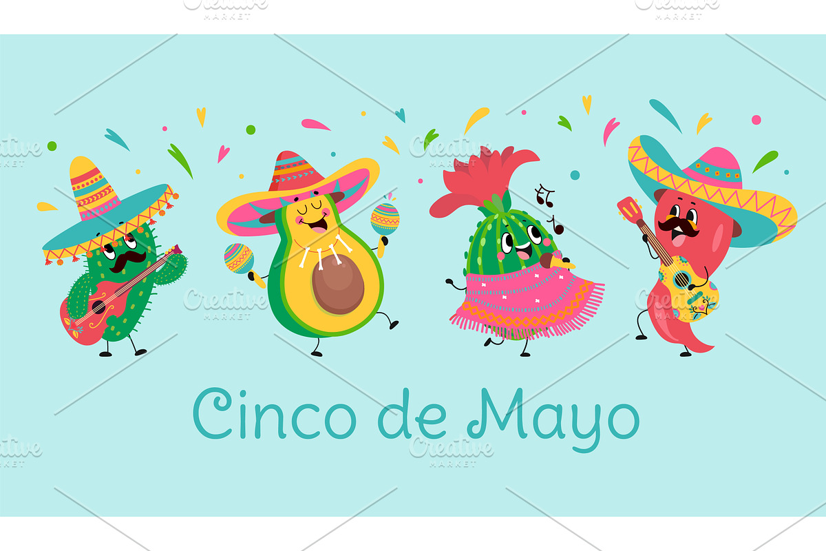Cinco de mayo banner. Pepper, an Object Illustration by Valerie Bodnar