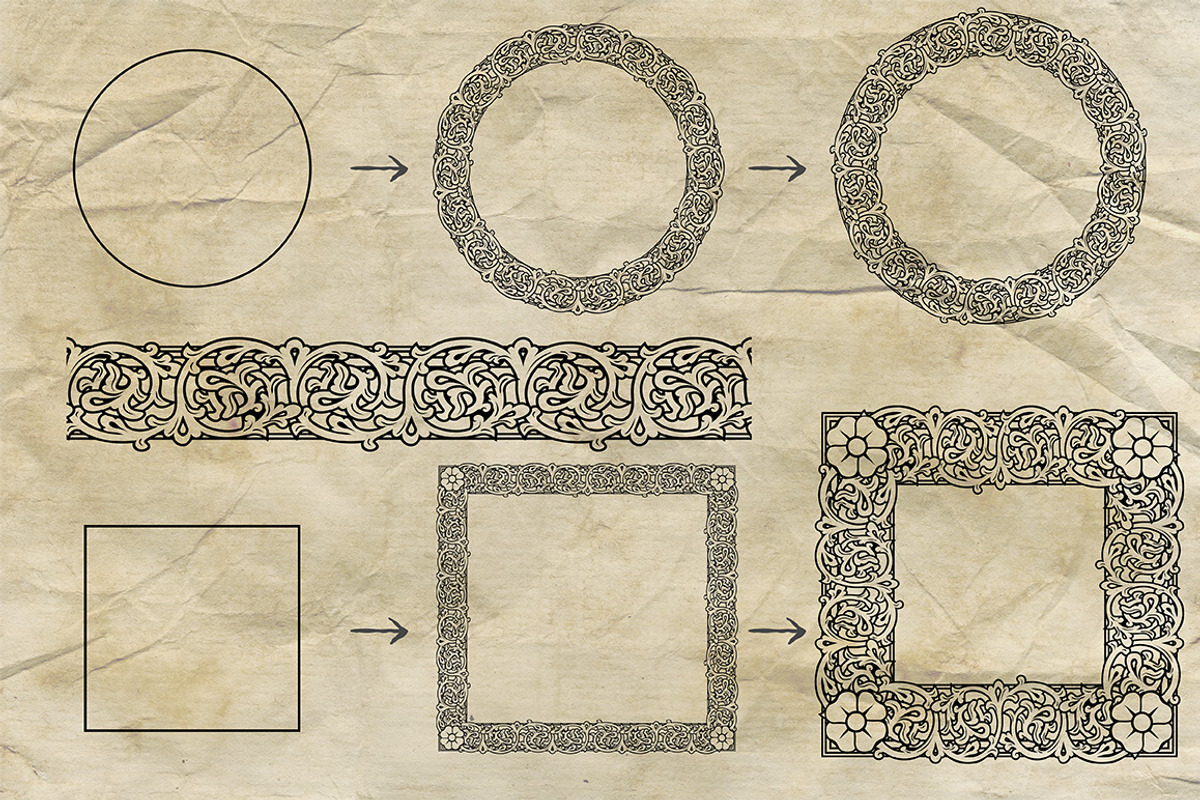 Vintage Border Frames Brushes Pack preview 6