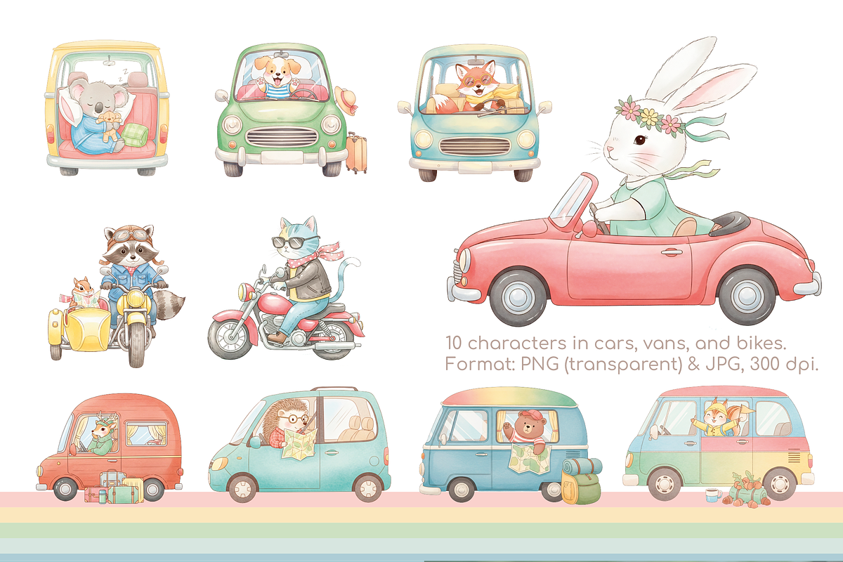 Rainbow Voyage. Cute Animals., an Animal Illustration by lokfrid (Photo 2 of 5)